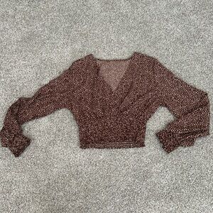 Cropped Polka Dot Ruched Blouse